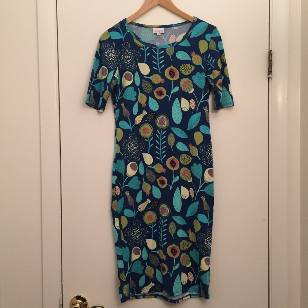 Lularoe Blue Floral Julia Dress Small